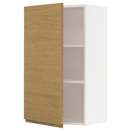 METOD Wall cabinet with shelves, white/Voxtorp oak effect, 60x100 cm