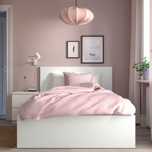 MALM Bed frame, high, white/Lönset, 120x200 cm