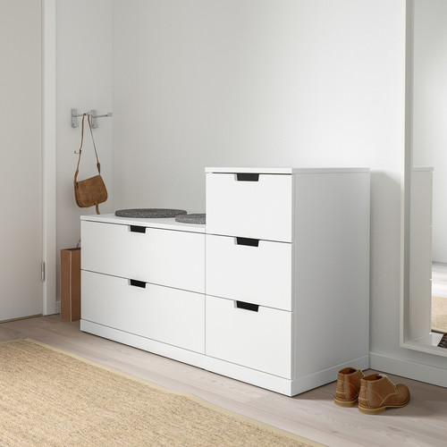 NORDLI Chest of 5 drawers, white, 120x76 cm