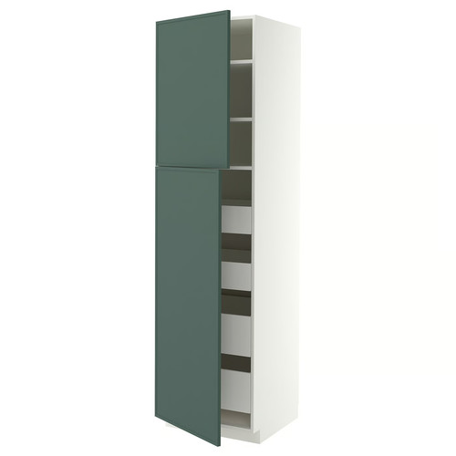 METOD/MAXIMERA Hi cab w 2 doors/4 drawers, white/Aspudden dark grey-green, 60x60x220 cm