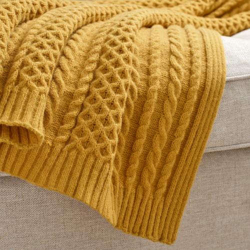 SÖRBYSKOGEN Throw, yellow, 130x170 cm