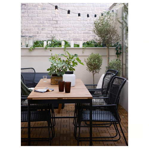 VÄSMAN Extendable table, outdoor, light brown stained, 135/190x74 cm