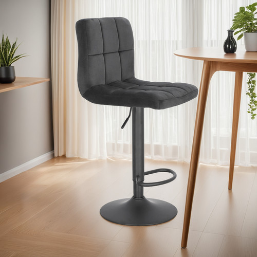 Bar Stool with Backrest Dafne VIC, black