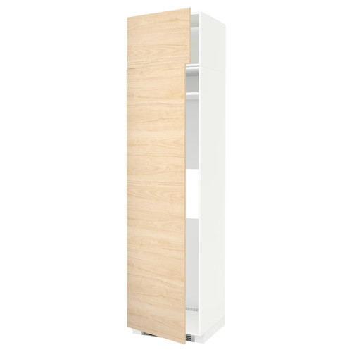 METOD Hi cab f fridge or freezer w 2 drs, white/Askersund light ash effect, 60x60x240 cm