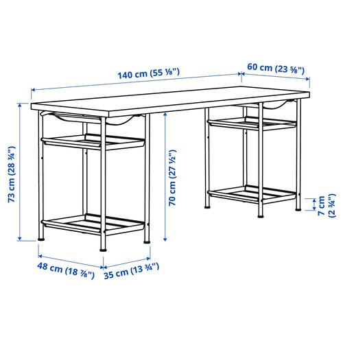 MITTCIRKEL / SPÄND Desk, lively pine effect/black, 140x60 cm