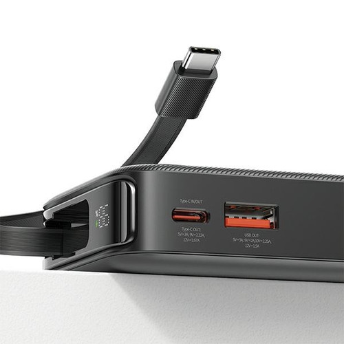 USAMS Power Bank Powerbank 10000mAh 20W Retractable USB-C Cable