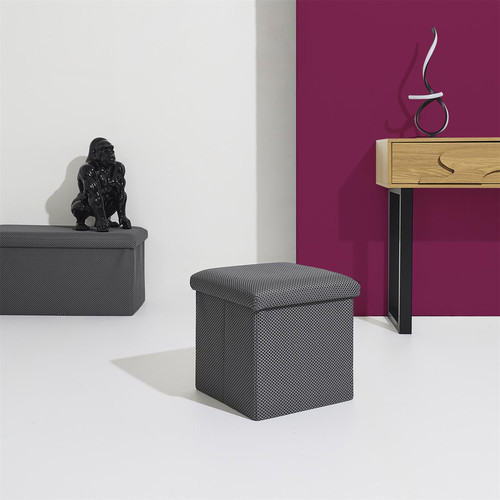 Folding Storage Pouffe Vels Atom, grey