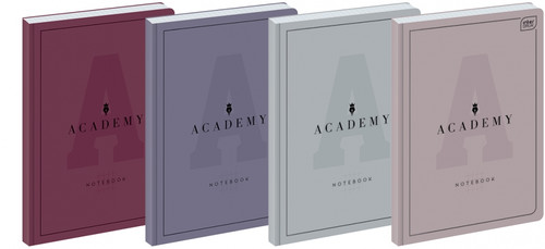 Notebook A5 96 Sheets Squared Hard Cover Academy 5-pack, assorted patterns