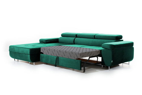 Corner Sofa-Bed Left Annabelle II Green Monolith 37