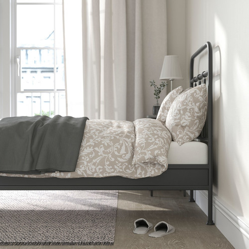STJÄRNÖ Bed frame, anthracite/Luröy, Standard Single
