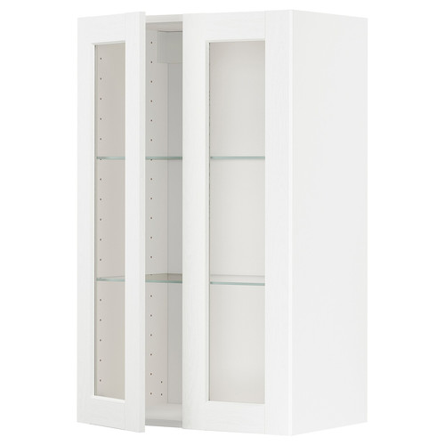 METOD Wall cabinet w shelves/2 glass drs, white Enköping/white wood effect, 60x100 cm