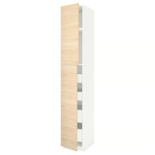 METOD / MAXIMERA Hi cab w 2 doors/4 drawers, white/Askersund light ash effect, 40x60x240 cm