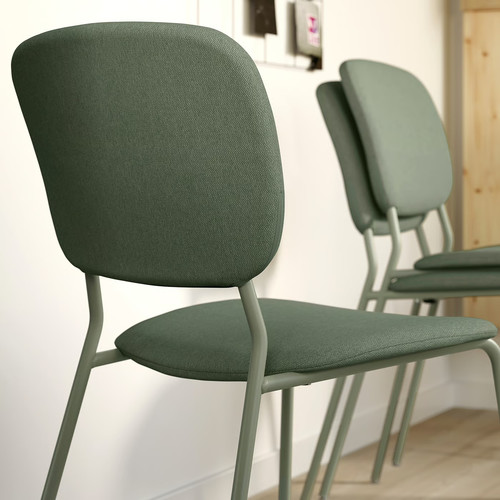 VIHALS / VIHALS Table and 4 chairs, white/green Tibbleby grey-green, 84/120x74 cm