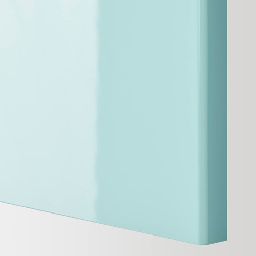 METOD Corner wall cabinet with carousel, white Järsta, high-gloss light turquoise, 68x60 cm