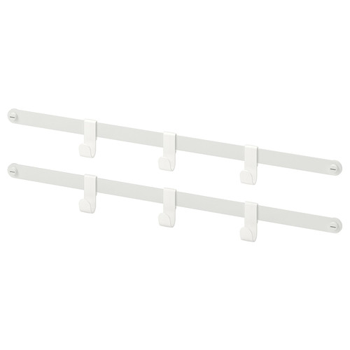 HJÄLPA 2 suspension rails + 6 hooks, white, 55 cm