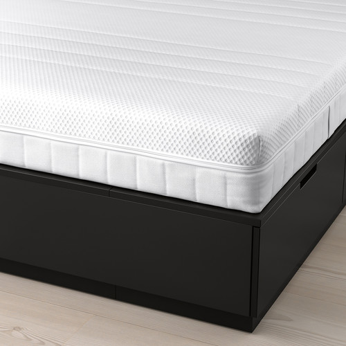 NORDLI Bed frame with storage and mattress, anthracite/Åkrehamn medium firm, 160x200 cm