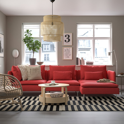 SÖDERHAMN 4-seat sofa, with chaise longue/Tonerud red