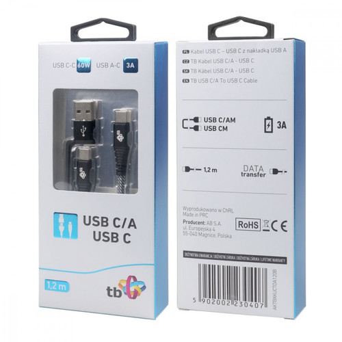 TB USB Cable USB A/C - USB C Cable 1.2 m, black