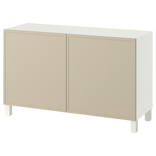 BESTÅ Storage combination with doors, Krukmakare beige/Stubbarp white, 120x42x74 cm