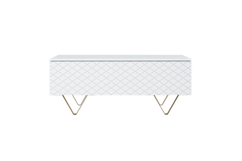 Coffee Table with Storage Scalia 120, matt white/gold legs