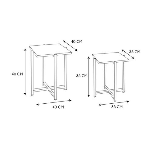 Set of 2 Side Tables, natual