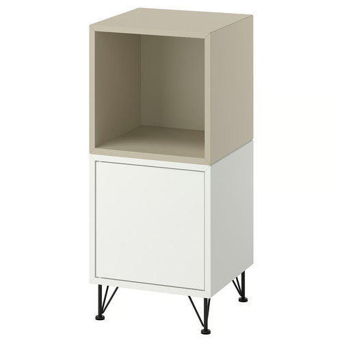 EKET Cabinet combination with legs, white beige/metal black, 35x35x80 cm