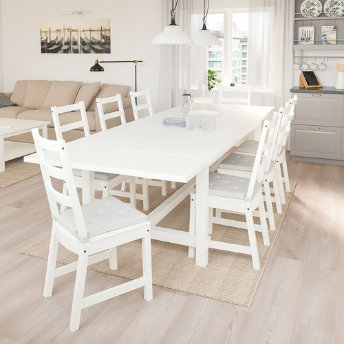 NORDVIKEN Extendable table, white, 210/289x105 cm
