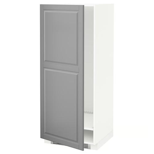 METOD High cabinet for fridge/freezer, white, Bodbyn grey, 60x60x140 cm