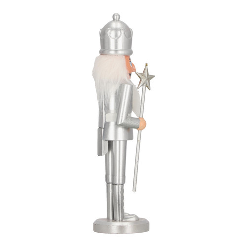 Nutcracker Christmas Decoration 28cm, silver, crown