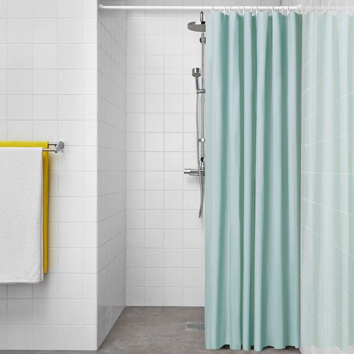 LUDDHAGTORN Shower curtain, turquoise, 180x200 cm