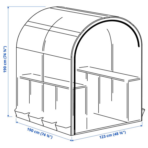 ASPAREN Greenhouse, transparent white, 123x190x190 cm