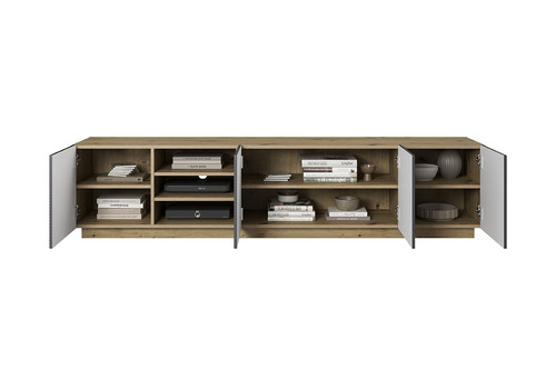 TV Cabinet Asha with Shelves 200 cm, artisan/rivier stone mat
