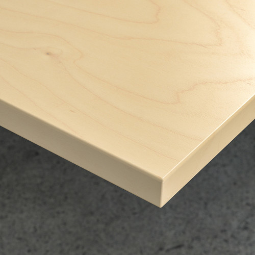 MITTZON Desk, birch veneer/white, 140x60 cm