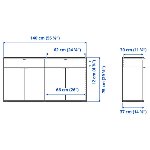 VIHALS Storage combination w glass doors, white/clear glass, 235x37x90 cm