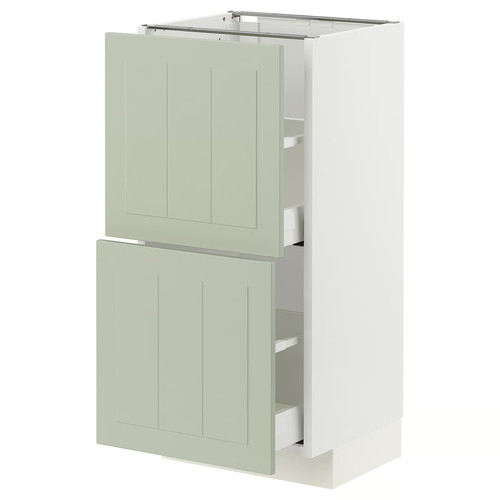 METOD / MAXIMERA Base cabinet with 2 drawers, white/Stensund light green, 40x37 cm