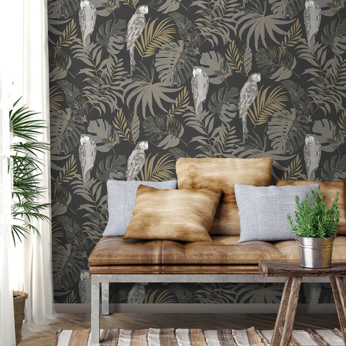 GoodHome Fleece Wallpaper Roite, tobacco/gold