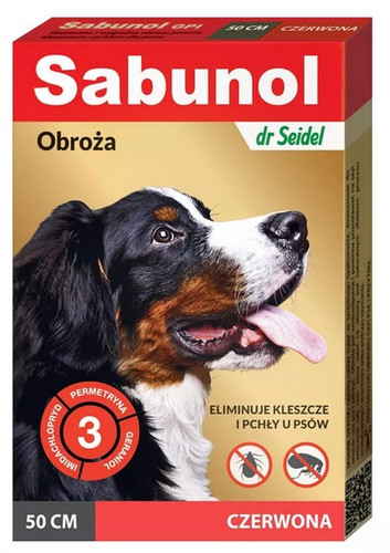 Sabunol Anti-flea & Anti-tick Collar for Dogs 50cm, red