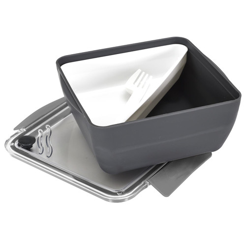 Lunch Box Divided with Fork 2.6l, grey