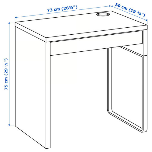 MICKE Desk, black-brown, 73x50 cm