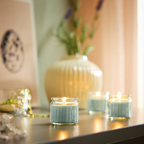 HÖKGÖK Scented candle in glass, Apple light green, 12 hr