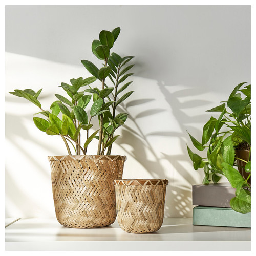 KLYNNON Plant pot, handmade bamboo, 9 cm