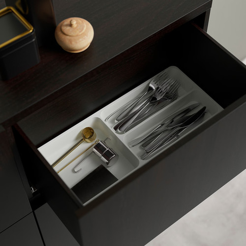 BESTÅ Storage combination w doors/drawers, black-brown Björköviken/Stubbarp/brown stained oak veneer, 120x42x74 cm