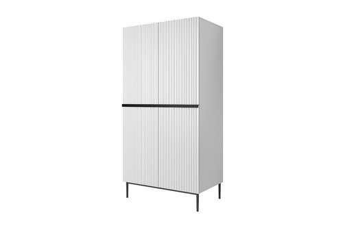 Wardrobe Nicole with Drawer Unit 100 cm, matt white, black legs