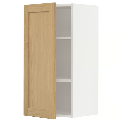 METOD Wall cabinet with shelves, white/Forsbacka oak, 40x80 cm