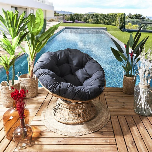 Outdoor Armchair Cancun, swivel, black, natural