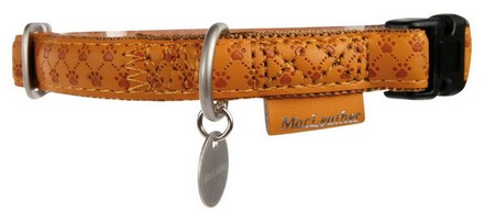 Zolux Adjustable Dog Collar Mac Leather 15mm, yellow