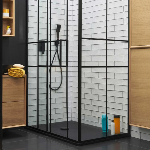 GoodHome Sliding Shower Door Ahti 120 cm, chrome/black