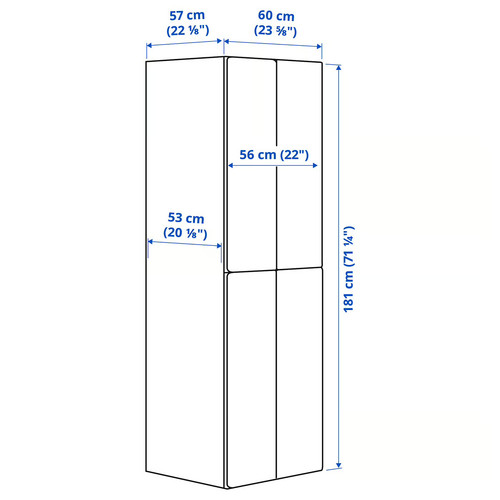 SMÅSTAD / PLATSA Wardrobe, 60x57x181 cm