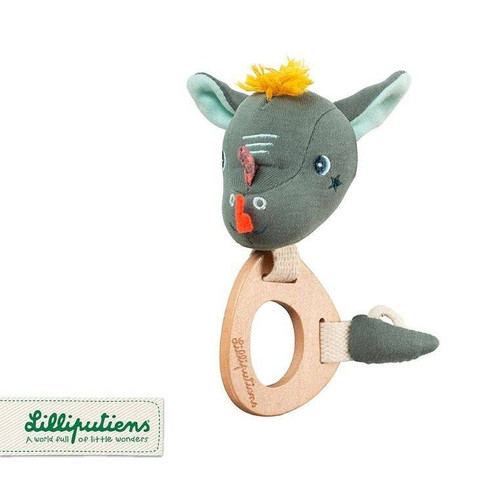 LILLIPUTIENS Rattle with Wooden Teether Dragon Joe ECO 3m+