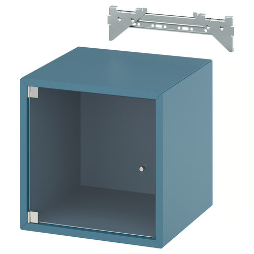 EKET Wall cabinet with glass door, dark grey-blue, 35x35x35 cm